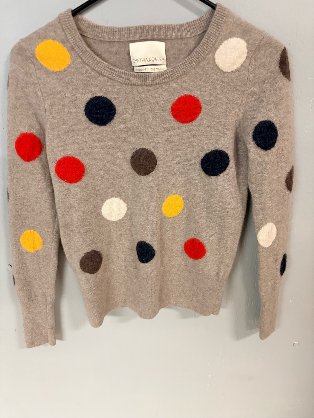 Cynthia Rowley women’s Beige Polka Dot Wool Sweater